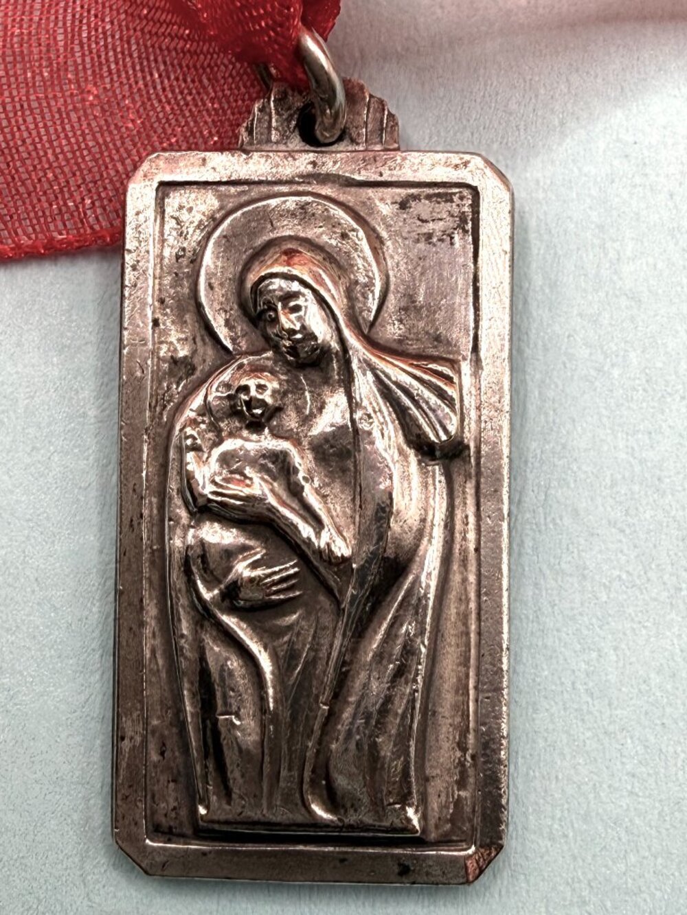 Vintage Our Lady of the Snows Silver Plated Religious Catholic Medal Pendant